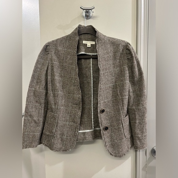 Banana Republic Blazer Wool Blend Women’s 4 Y2K Plaid Brown - Picture 1 of 13